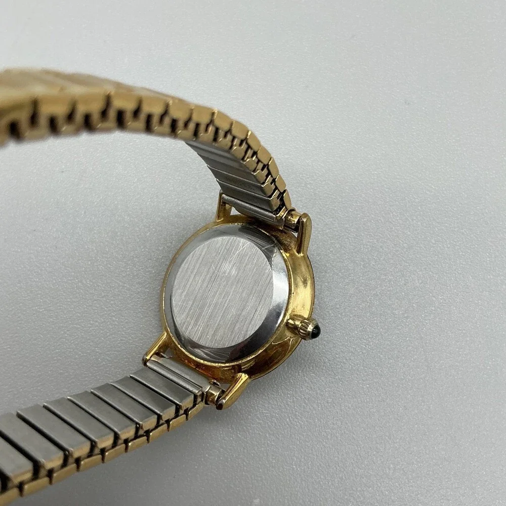 Vintage Peugeot Womens Watch 24mm White Dial Gold Tone Stretch New Battery